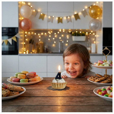 Свечи-цифры Свеча -цифра "4" Диамант черная 4,5см