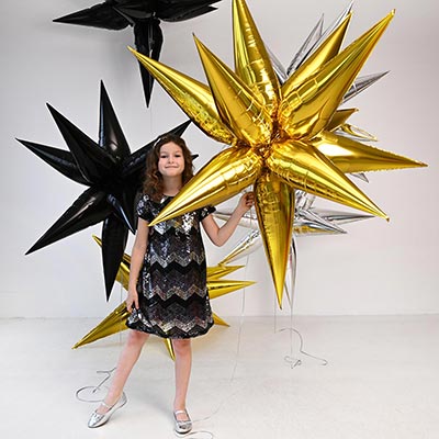 Шарики из фольги Шар 3D ЗВЕЗДА Составная Gold 127см