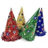 Новый год Колпак большой голографический с мишурой 1501-0090