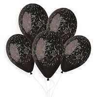 Шары 35см чёрные с рис. Мрамор серебро