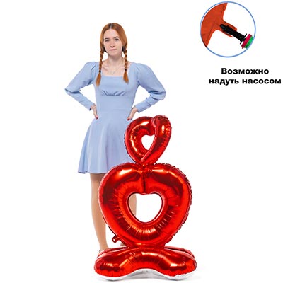 Шарики из фольги Шар фигура напольная Сердца красные