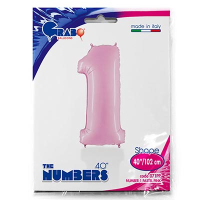 Шарики из фольги Шар цифра "1", 101см Пастель Pink