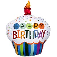 Шар фигура Кекс со свечкой радужный HB