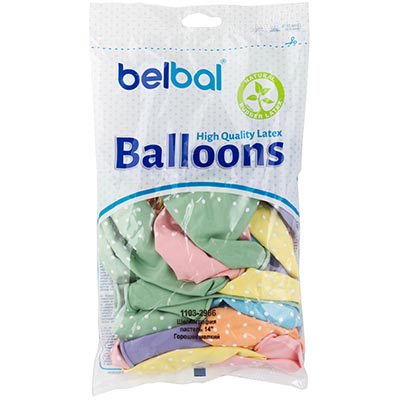 Шарики из латекса Шелкография пастель 36см Горошек мелкий