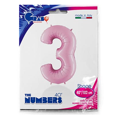 Шарики из фольги Шар цифра "3", 101см Пастель Pink