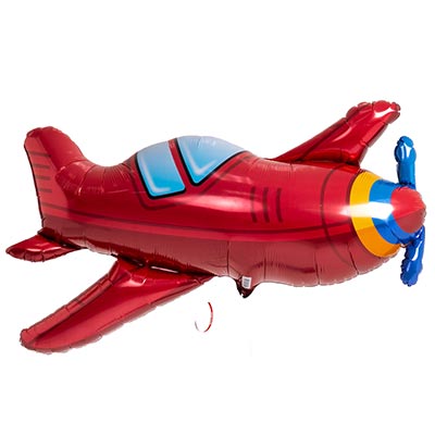 Шарики из фольги Шар фигура Самолет красный винтаж