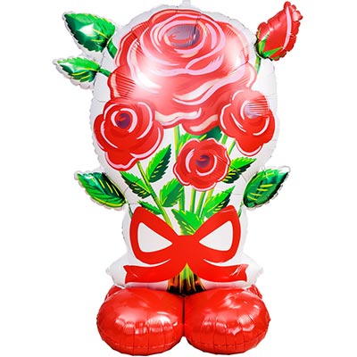 Цветы Любимым Шар фигура под поздух Букет сияние сатин 1208-1007