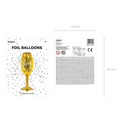 Шарики из фольги Шар фигура Бокал CHEERS Gold
