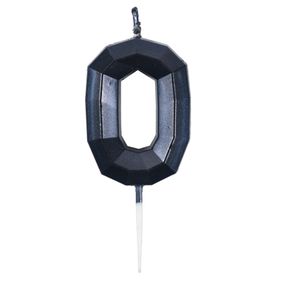 Свечи-цифры Свеча-цифра "0" Диамант черная 4,5см