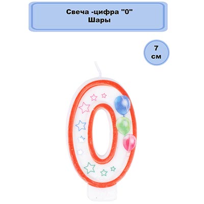 Свечи-цифры Свеча-цифра "0" Шары 7см