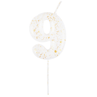  Свеча-цифра "9" Белая с брызгами 5,6см 1502-6904