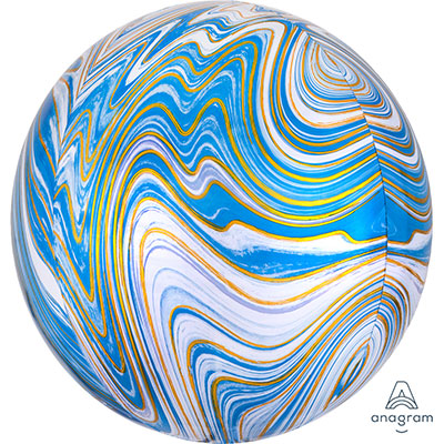 Шарики из фольги Шар 3D СФЕРА 40см Мрамор Blue Яркий