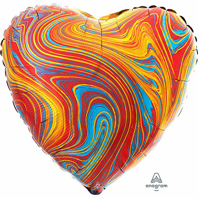 Шарики из фольги Шар 45см Сердце Мрамор Colorful
