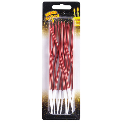 Свечи для торта Свечи Волна красные с подст 13см 12шт