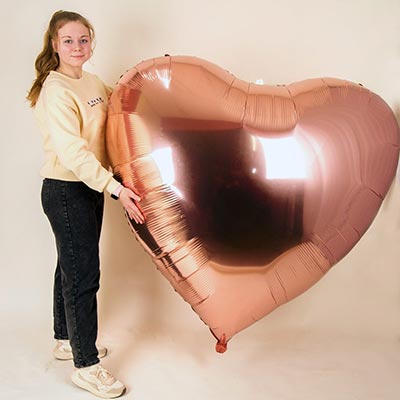 Шарики из фольги Шар 173см СЕРДЦЕ, метал. розовое золото
