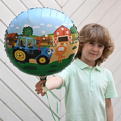 Шарики из фольги Шар круг 45см Котэ и Синий Трактор