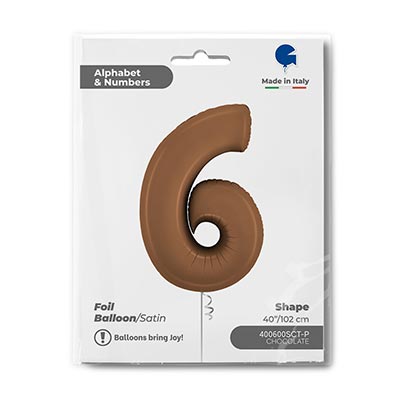 Шарики из фольги Шар цифра "6/9" Сатин Шоколад 102см
