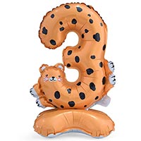 Шар цифра "3" 58см Зоопарк Леопард