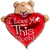 Шар фигура Сердце с мишкой I Love You