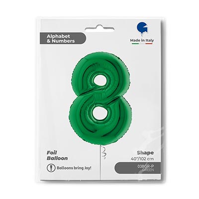 Шарики из фольги Шар цифра "8", 102см Green