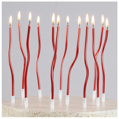 Свечи для торта Свечи Волна красные с подст 13см 12шт