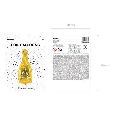 Шарики из фольги Шар фигура Бутылка HAPPY NEW YEAR Gold