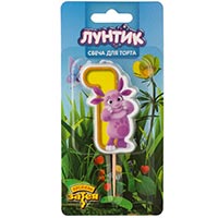 Лунтик Свеча-цифра &quot;1&quot; Лунтик, 7см 1502-5851