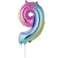 Шар цифра "9", 40см Радуга под воздух