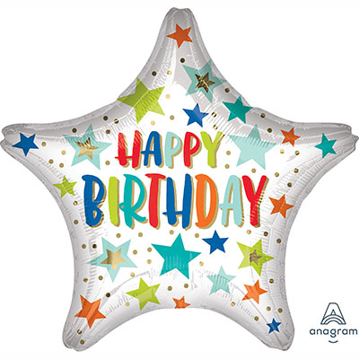 Звездная Вечеринка Шар ДЖАМБО HB Звезды разноцветные 1203-0730