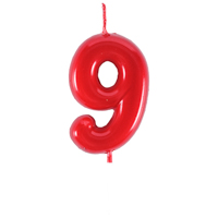 Красная Свеча -цифра "9" Красная 4,5см 1502-6873