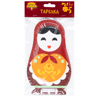 Тарелки Тарелки фигурные Матрешка 23см 6шт