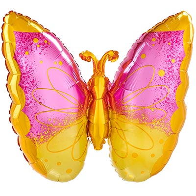 Шарики из фольги Шар фигура Бабочка PinkYellow