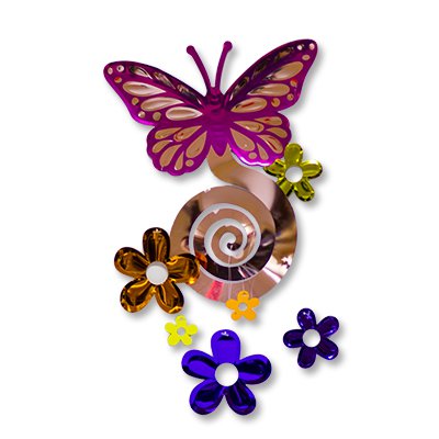 Спираль Бабочка с цветами, 63 см.