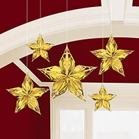 Голливуд Звезда фольг золотая подвесная 3D, 5 шт 1501-4644