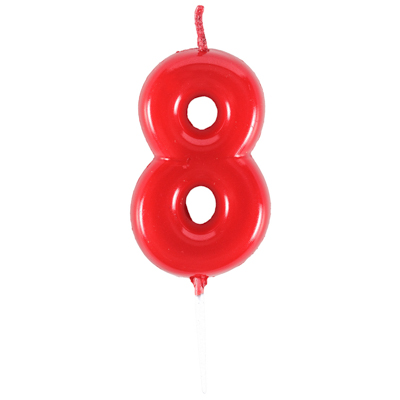 Красная Свеча -цифра "8" Красная 4,5см 1502-6872