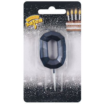 Свечи-цифры Свеча-цифра "0" Диамант черная 4,5см