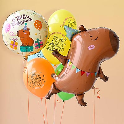 Шарики из фольги Шар фигура Капибара 78 см