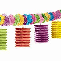 Гавайская вечеринка Гирлянда-фонарики Гибискус, 360 см 1505-0527