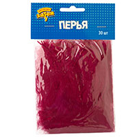 Красная Перья декоративные Бордовые 10см 30шт 1501-4981