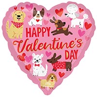 Шар сердце 45см День Валентина собачки