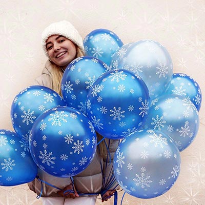 Шарики из латекса Шары блестящие 36см Снежинки