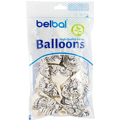 Шарики из латекса Шары 35см Мрамор белый/черный