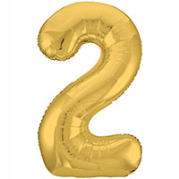 Шар цифра "2", 101см Металлик Gold