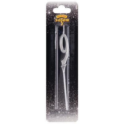 Свечи-цифры Свеча-цифра "9" Элегант Серебро 5см