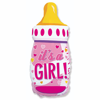 Шарики из фольги Шар фигура Бутылка It's a girl розовая