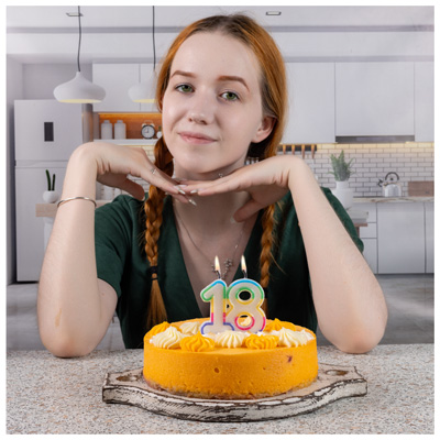 Свечи для торта Свеча -цифра 18 Радужная блеск 7см