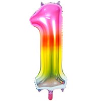 Шар цифра "1", 101см Радуга металлик