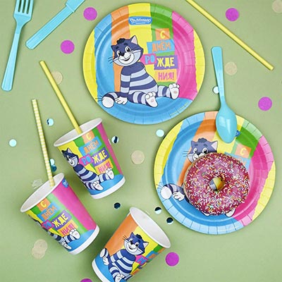 Стаканы Стакан С ДР Простокваш Матроскин250мл6шт