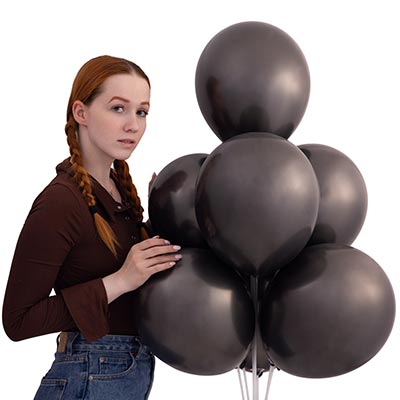Шарики из латекса Шары 30см хром черные Весёлая Затея