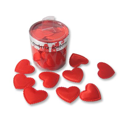 Конфетти Сердца 3D тканевые красные,35шт